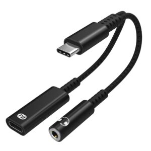 USB-C adapter fr 3.5 mm hrlurar och USB-C-laddare