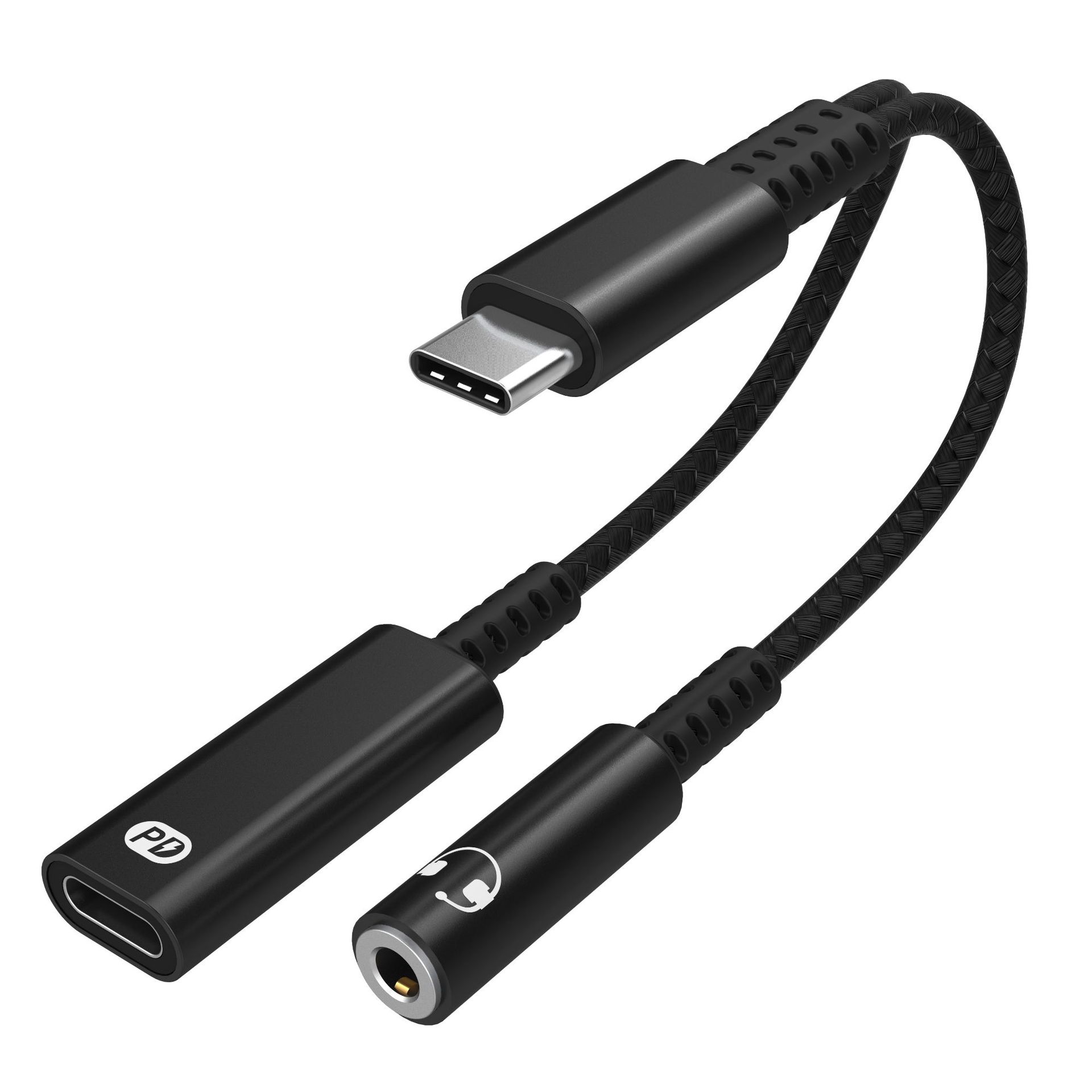 USB-C adapter fr 3.5 mm hrlurar och USB-C-laddare