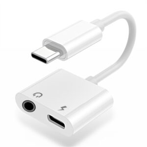 USB-C till 3,5 mm AUX-adapter, 3A - Ladda & lyssna - Vit