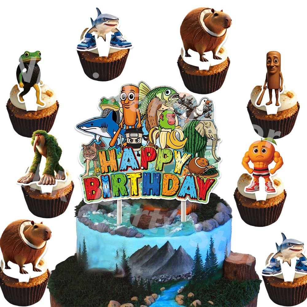 Italiensk Brainrot Trtdekoration Cupcake Toppers Fdelsedagsdekoration Flickor Barn Pojke Festdekorationer Baby Shower Party Favors