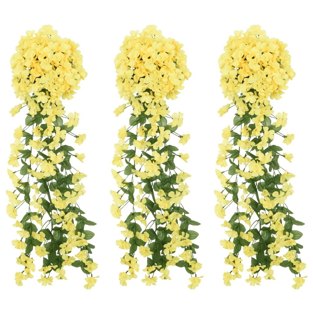 vidaXL Konstgjorda girlanger 3 st gul 85 cm