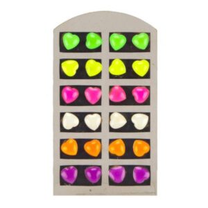 12 par Stud Örhängen i 6 Olika Neon Färger/Neonfärger - Hjärtan