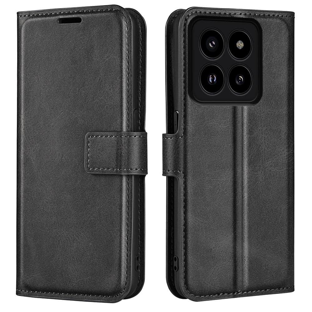 Plnboksfodral av hllbart konstlder till Xiaomi 14 Pro - Svart