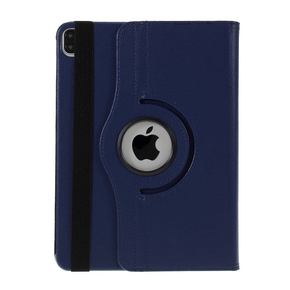 Svart Litchi Skin 360-graders roterande stativskydd med elastiskt band fr iPad Air (2020/2022) och iPad Pro 11 tum (2018/2020/2021/2022)