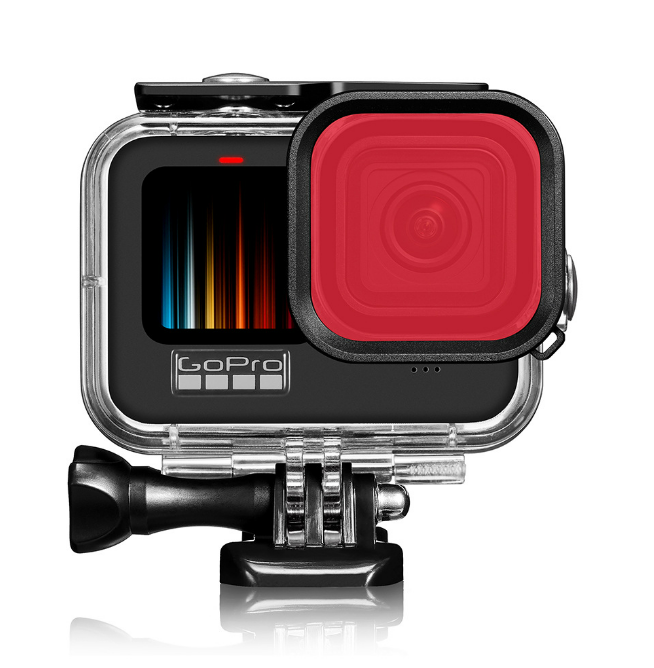 Lila Dykfilter med Vattenttt Fodral fr GoPro 9/10/11/12 Red