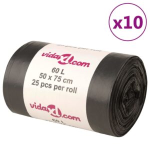 vidaXL Avfallspåsar 250 st svart 60 L
