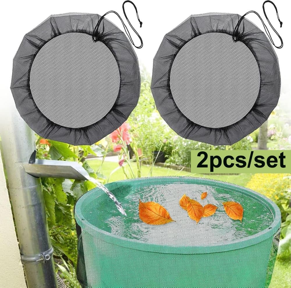 OBOSOE 2 st regntank nät, 80 cm regntank täck med spänningsledning, justerbart skyddsnät, skydd mot blad, myggor Lämplig för innergård