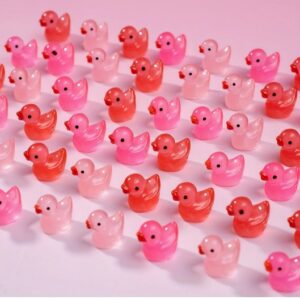 Nyhet 100 st Tiny Ducks Luminous rosa stil Set Dekoration Realistisk Form Hållbar Harts Förtjusande ankor för jul födelsedagsfest Barnens dag
