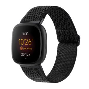 Vävd Nylonarmband Fitbit Versa 4/Sense 2 Svart