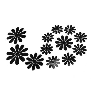 Väggdekoration 12-pack Blommor 3D Svart Väggdekal Stickers Väggdekor