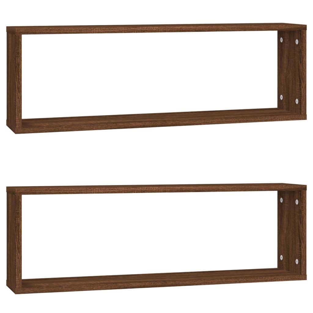 vidaXL Vägghyllor 2 st brun ek 80x15x26,5 cm konstruerat trä
