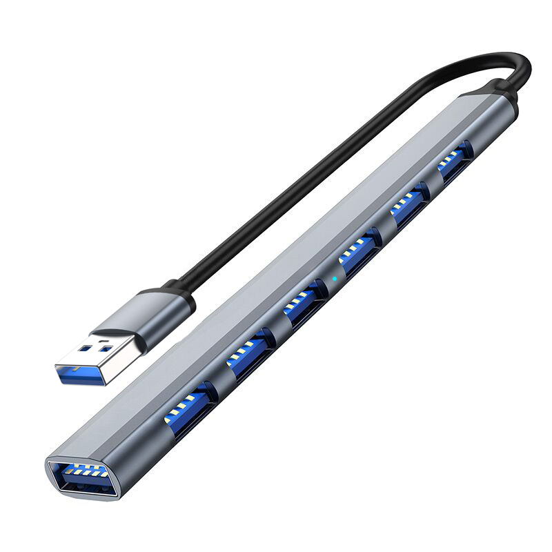 USB3.0 till USB2.0/3.0 USB hub med 7 portar SilverGrey