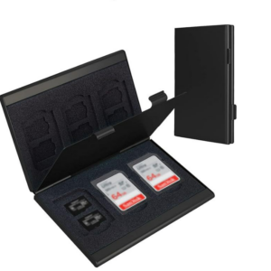 Premium minneskortfodral i aluminium Black
