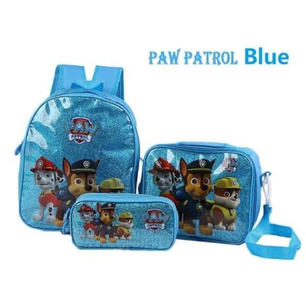 Paw Patrol Barnryggsäck Blue Ryggsäck Skolväska 3 Pack födelsedagspresent