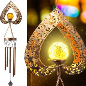 OBOSOE Vindspel Med Solcell LED Sprucken Glasboll, Trdgrdsdekoration Utomhusbelysning, Present Till Mamma Och Kvinnor