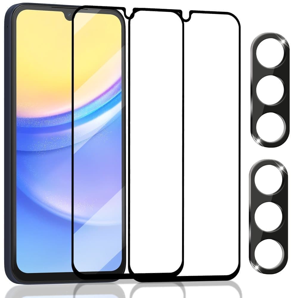 2-Pack Samsung A16 Skrmskydd & 2-Pack linsskydd - Hrdat Glas 9H - Super kvalitet 3D