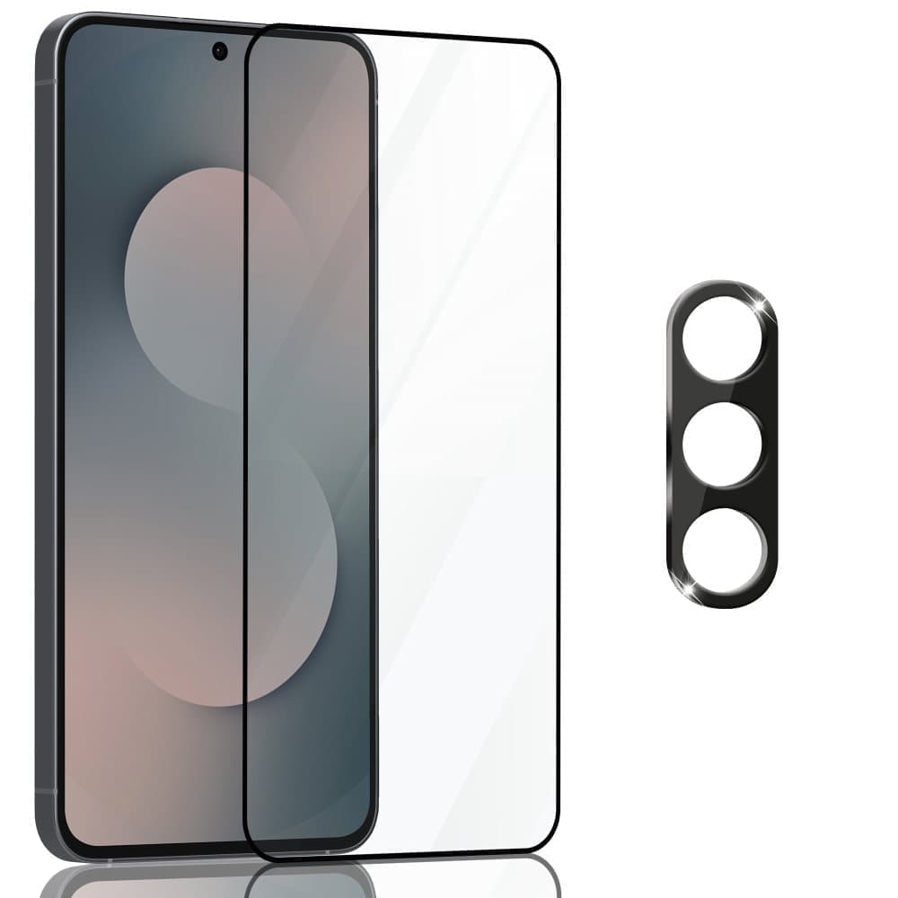1-Pack Samsung S25 FE Skrmskydd & 1-Pack linsskydd - Hrdat Glas 9H - Super kvalitet 3D
