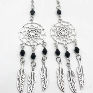Örhängen Drömfångare Silver Mandala Svart Goth Rock Rostfria Krokar