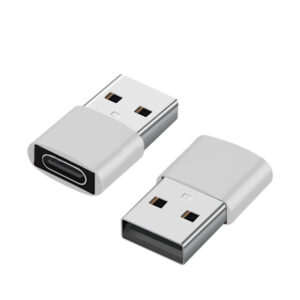 2-pack USB-C till USB-adapter för dataöverföring och laddning Silver