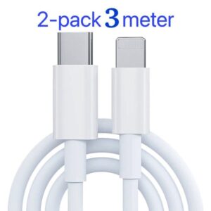 2-Pack Laddare för iPhone - USB-C - Kabel / Sladd - 20W - 3m - Snabbladdare Vit