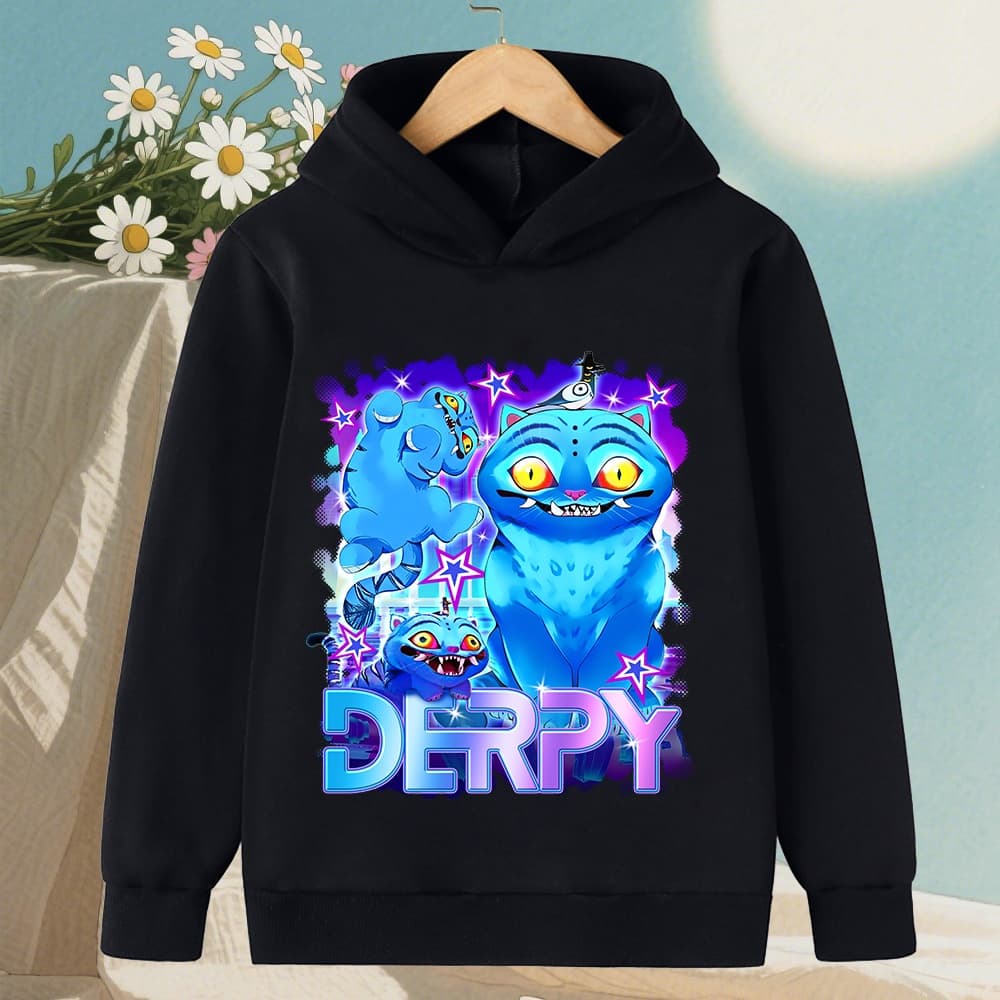 Pojkar Casual Black Hoodie - KPop Demon Hunter Cartoon Sweatshirt för varm modestil