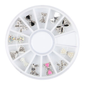 12st nageldekorationer metall Rosett nagelsmycke