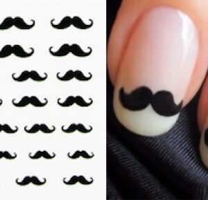 1 st ark mustasch självhäftande nageldekorationer