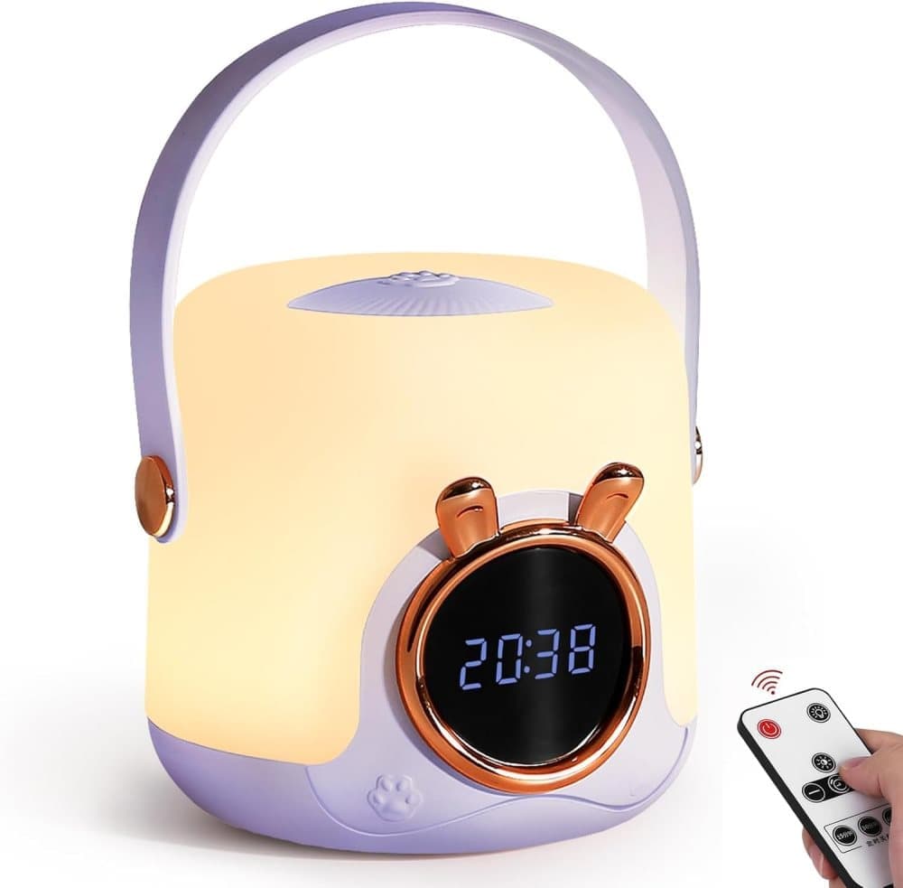 OBOSOE Digital väckarklocka med LED-nattlampa – dimbar, timer, bärbar och laddningsbar