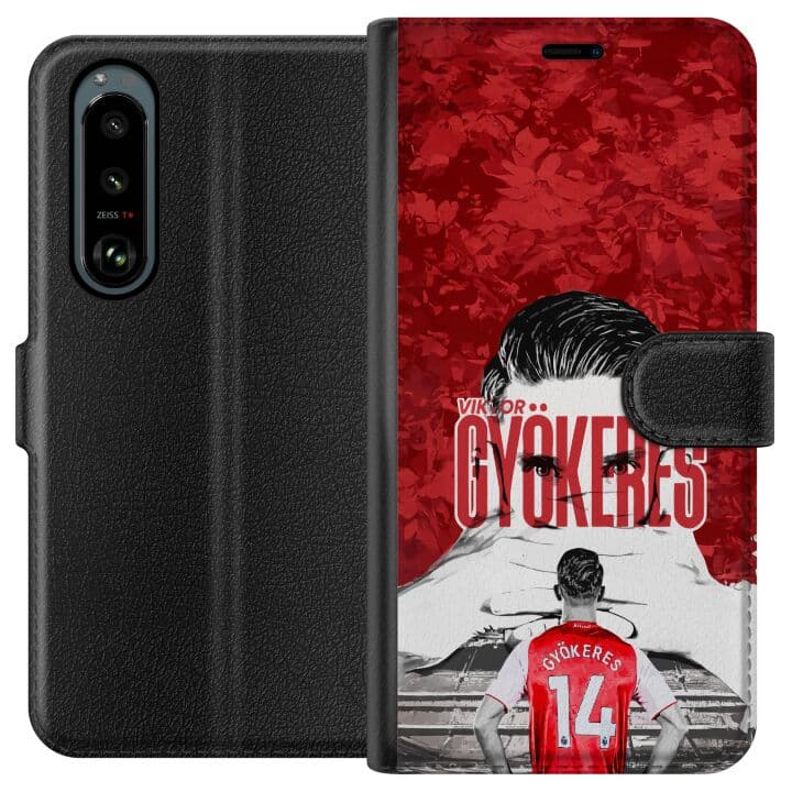 Sony Xperia 5 III Plånboksfodral Viktor Gyökeres kraftfullt fotbollsmotiv i röd ton med energi och passion
