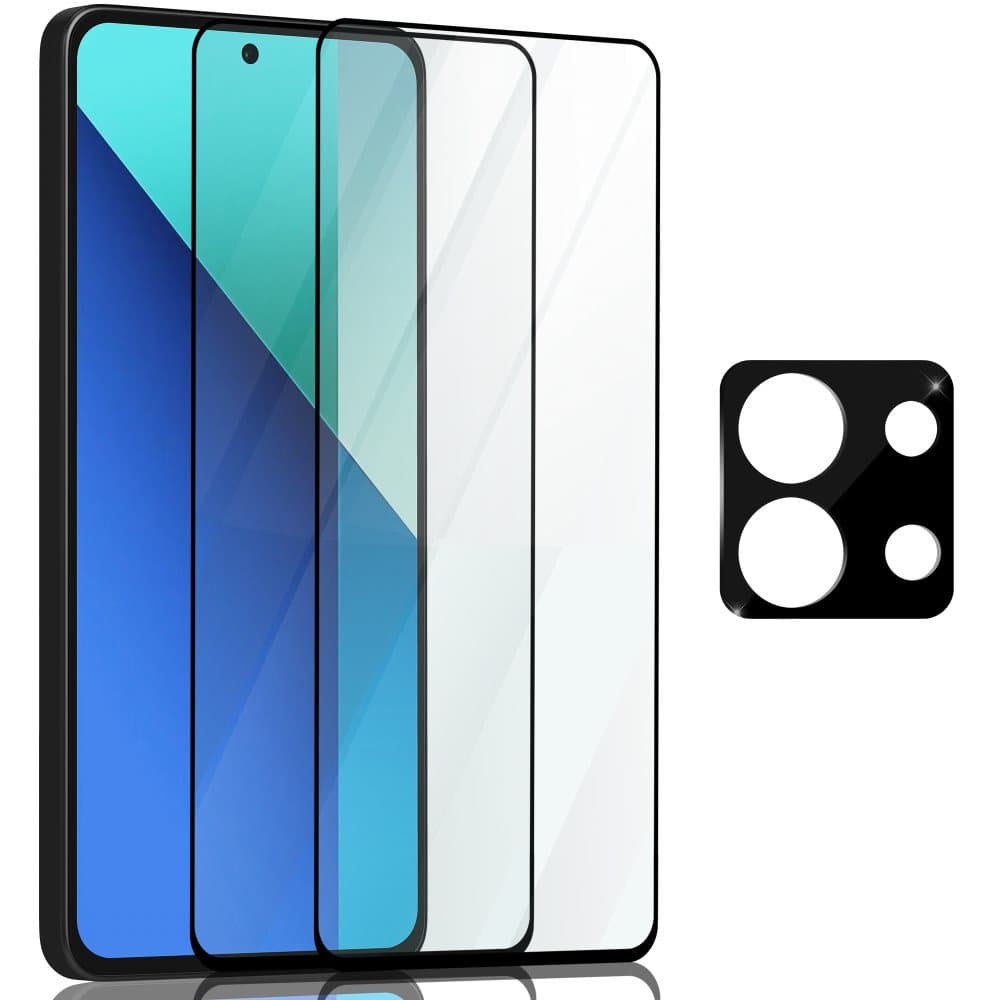 2-Pack Xiaomi Redmi Note 13 Pro Skrmskydd & 1-Pack linsskydd - Hrdat Glas 9H - Super kvalitet 3D