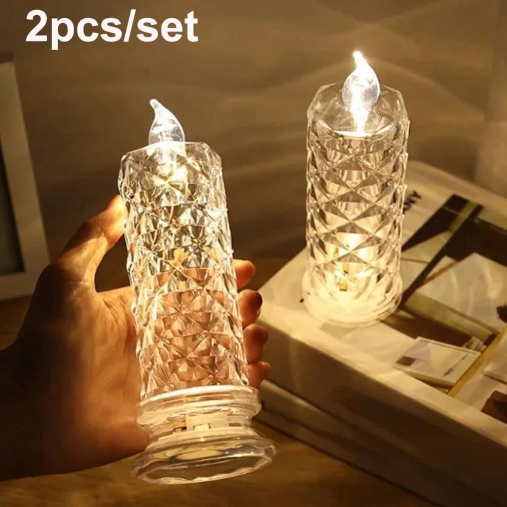 OBOSOE 2pcs LED-ljus, Rose projektion, ljus, födelsedag bröllopsfest dekoration För hem