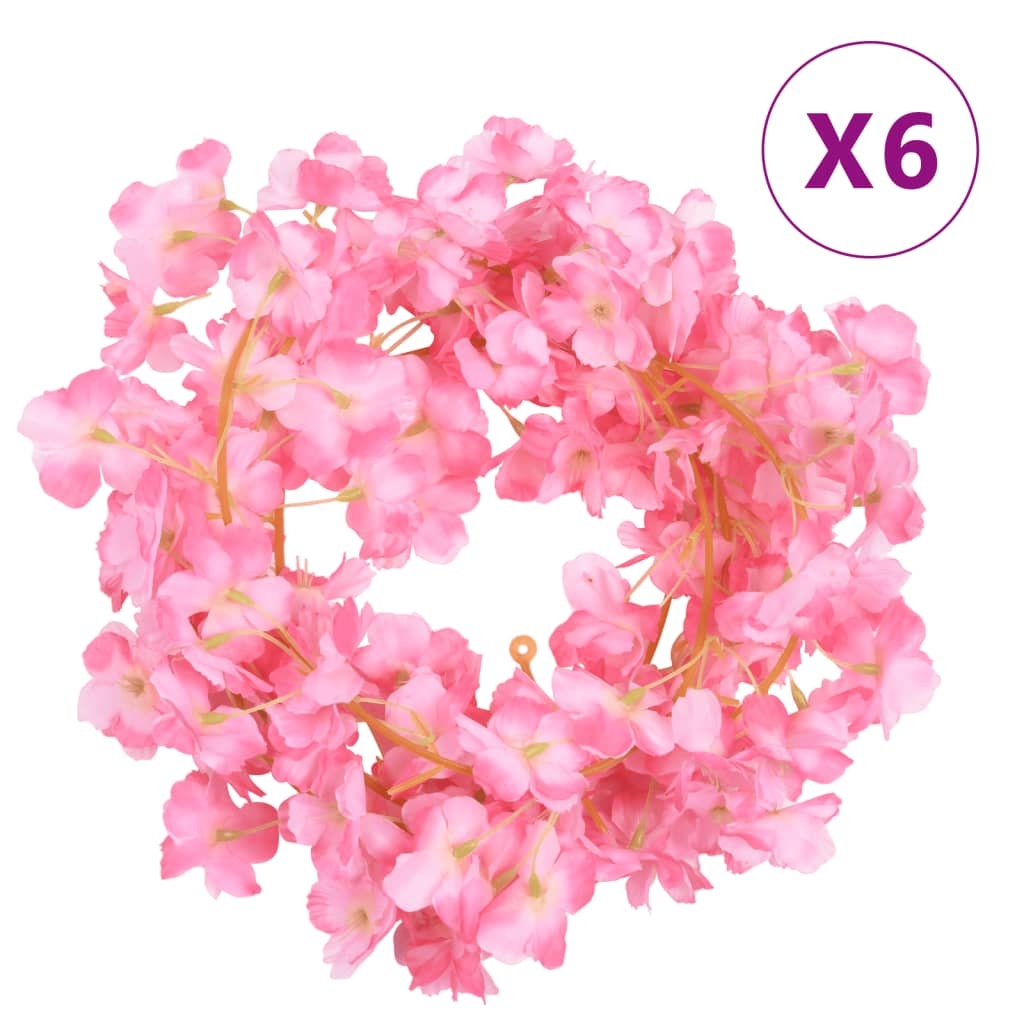 vidaXL Konstgjorda girlanger 6 st mörk rosa 180 cm