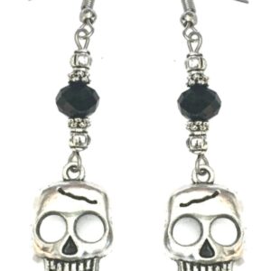 Örhängen Dödskalle Silver Skull Halloween Svart Rostfri Krok