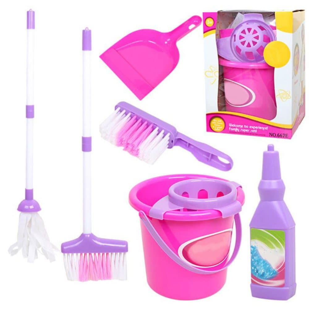 Mini Barnrengöring Sopa Lek Set Broom Sopskål Mopp Leksakssats Roliga barnleksaker