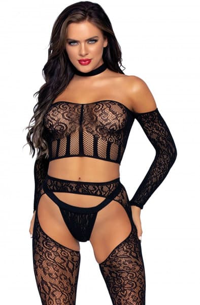 Leg Avenue Top, Suspender Hose & G-string Sexiga underkläder