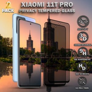 2-Pack Privacy Skrmskydd For Xiaomi 11T Pro - Hrdat Glas 9H - Super Kvalitet 3D