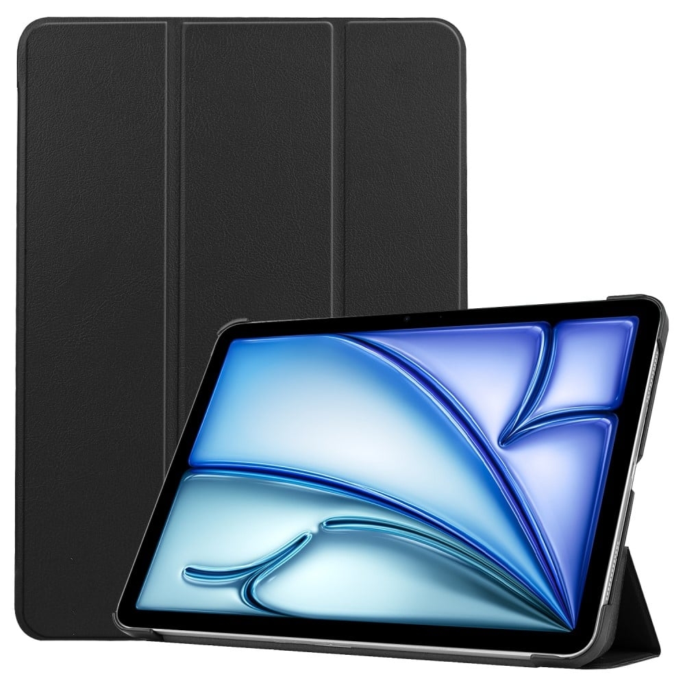 iPad Air 11 (2024) Case Vegan Leather Protective Tri-fold stand Smart Cover - Black