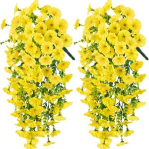 OBOSOE 2-Pack UV-beständiga Hängande Konstgjorda Blommor – Morning Glory-vinrankor 75 cm, Naturtrogna För Trädgård & Heminredning