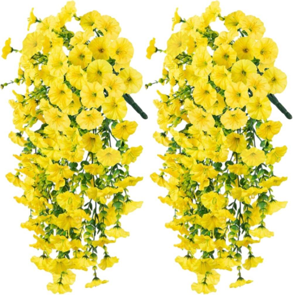 OBOSOE 2-Pack UV-beständiga Hängande Konstgjorda Blommor – Morning Glory-vinrankor 75 cm, Naturtrogna För Trädgård & Heminredning