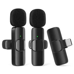 OBOSOE 2-Pack - Lavalier-mikrofon fr Mobil - Trdls - USB-C