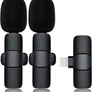 OBOSOE 2-Pack - Lavalier-mikrofon fr Mobil - Trdls - Lightning ,Mini-mic fr iPhone, Video, TikTok, Vlogg, YouTube