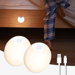 OBOSOE Nattlampa med Rörelsesensor 2-pack, Uppladdningsbar Trappbelysning för Inomhusbruk