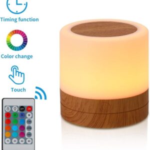 OBOSOE Barns Bamsebadets Nattlampa, USB-Laddbar Liten Skrivbordslampa, 13 RGB-Färger & 4 Ljusstyrkor & 1 Fjärrkontroll, Trådlös Bäddsidetacklampe Bord