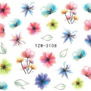 Vattendekaler - Blommor - YZW-3108 - För naglar