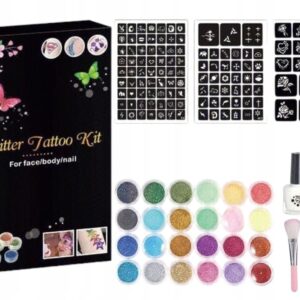 Kreativt glittertatueringskit XXL 120 stencilklistermärken