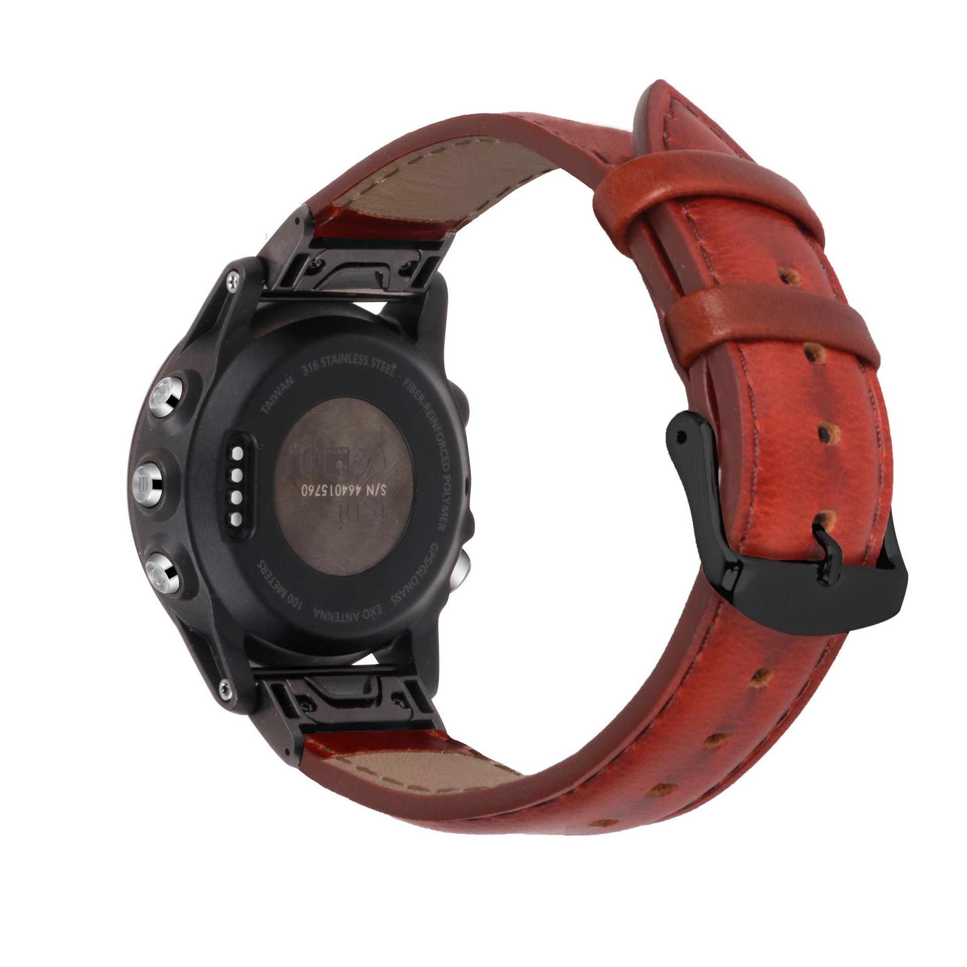 Klockarmband i äkta läder för Garmin Fenix 7S/6S/5S - Snabbkoppling Brown 22 mm