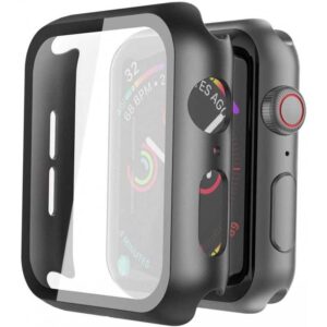 2in1 Stötdämpande Skal 9H Härdat Glas Apple Watch 45mm - Svart