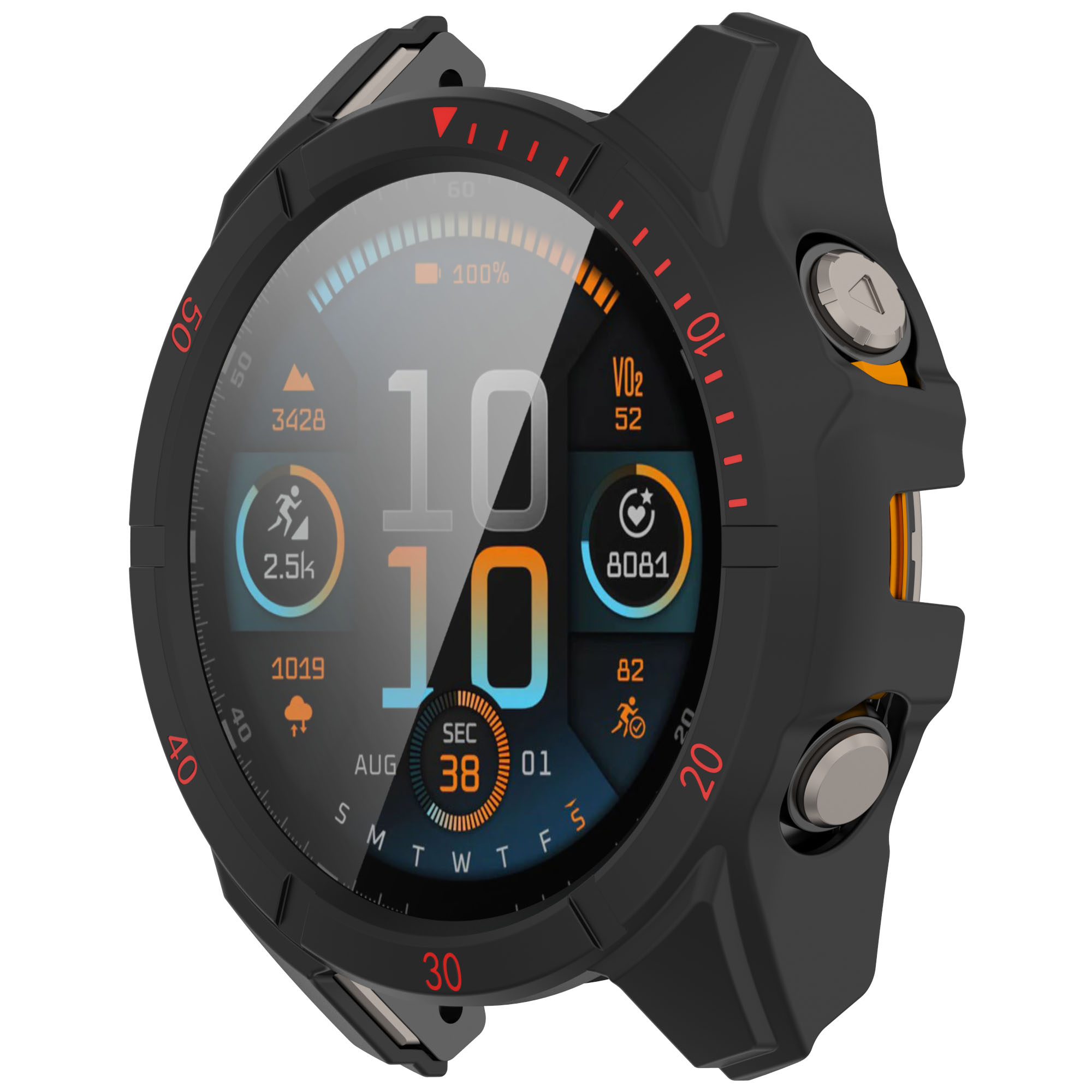 Garmin Fenix 8 Watch Skyddsfodral Black+Red 43MM