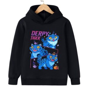 Pojkar Casual Black Hoodie - KPop Demon Hunter Cartoon Sweatshirt för varm modestil