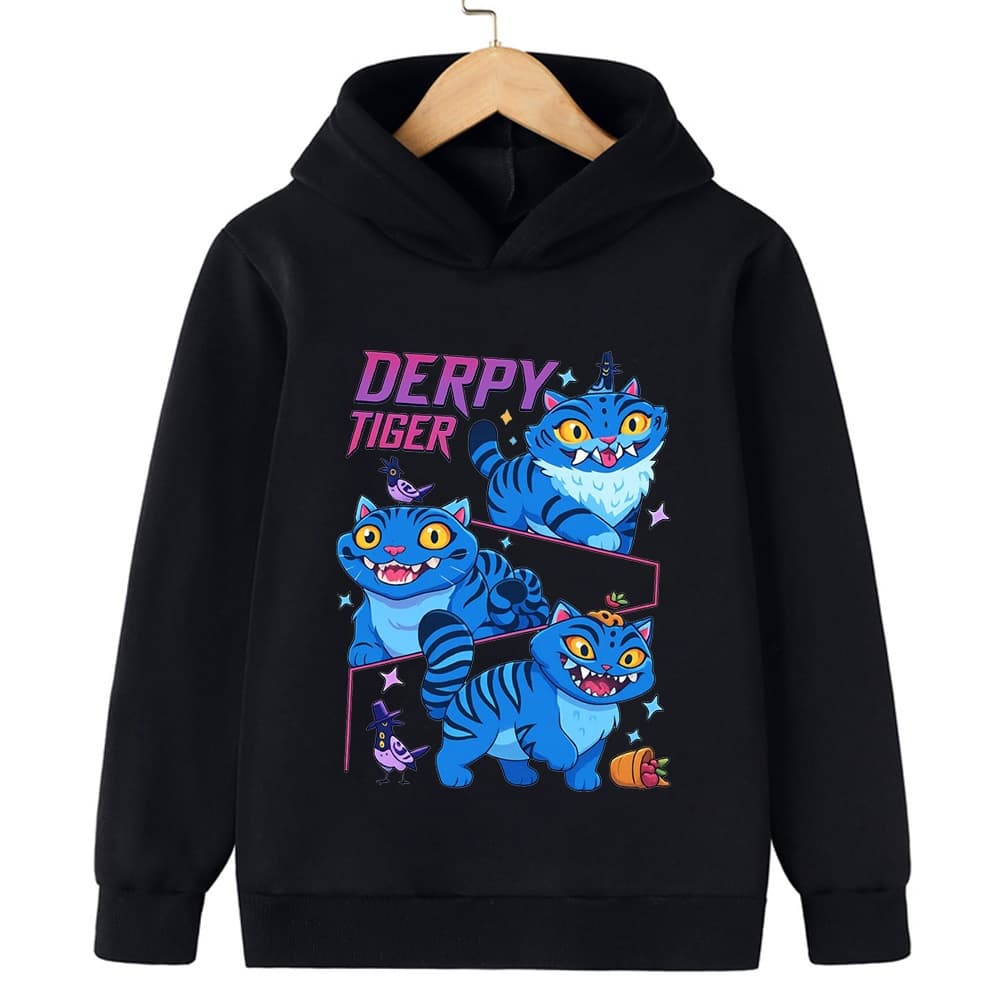 Pojkar Casual Black Hoodie - KPop Demon Hunter Cartoon Sweatshirt för varm modestil